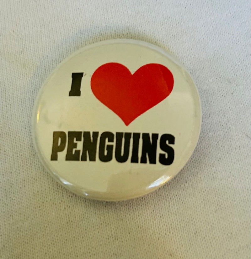 I Love Penguins Button (1 1/2" diameter)