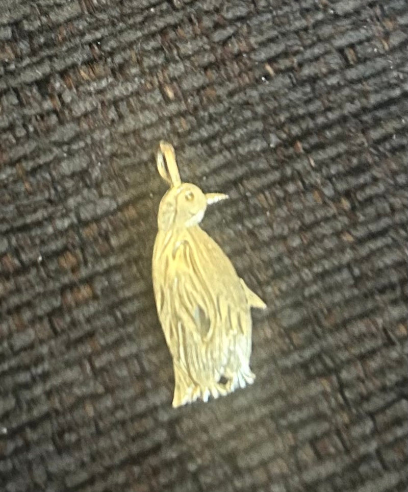 Embossed Silver Penguin Pendant (2/3" Tall)
