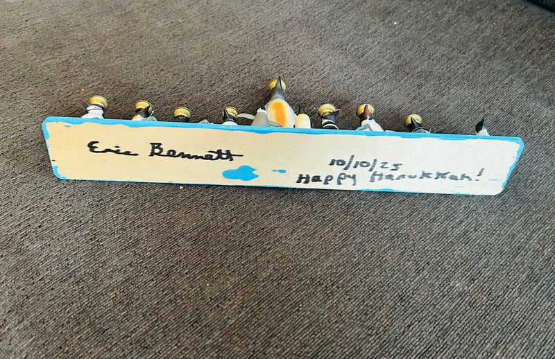 Penguin Hanukkah Menorah (12" x 2" x 4")
