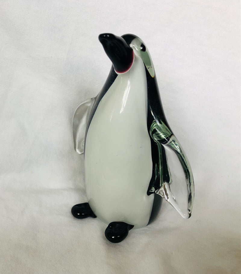 Solid Glass Penguin Art Sculpture (4" Tall)