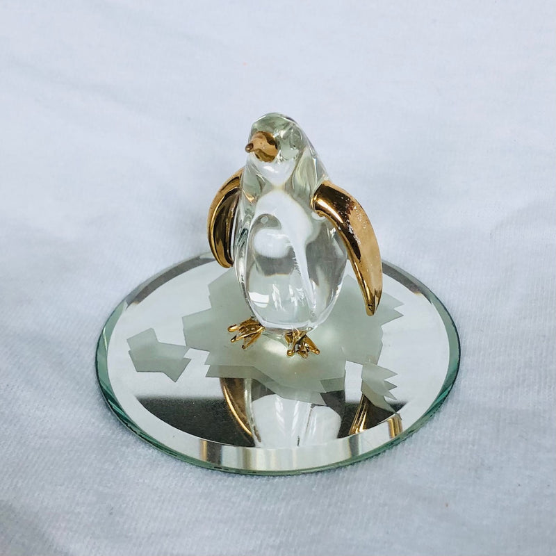 Glass and Gold Penguin On Ice / Mirror