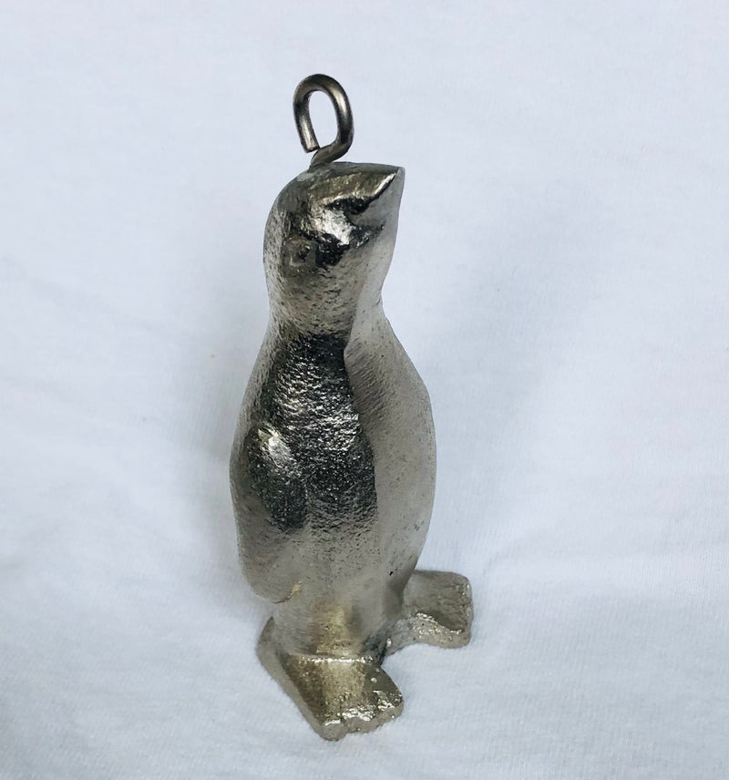 Silver Penguin Sculpture Ornament (3" Tall)