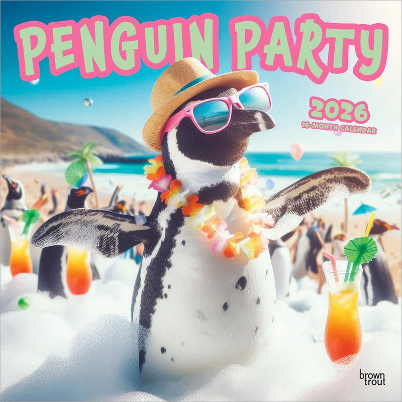 Penguin Party 2026 Calendar (Opens to 12" x 24")