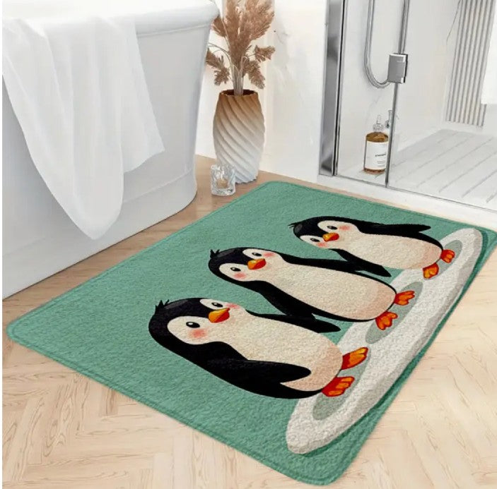 Penguin Trio Bathmat / Indoor Doormat (24" x 16")
