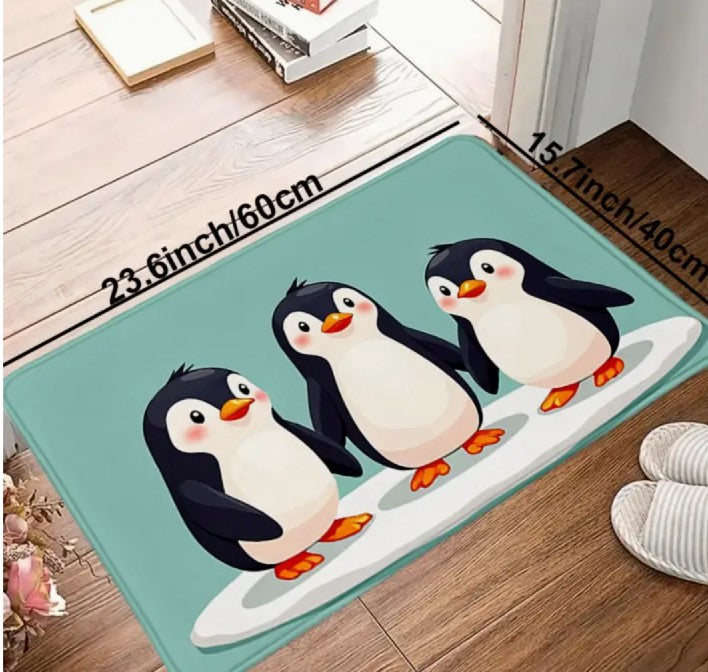 Penguin Trio Bathmat / Indoor Doormat (24" x 16")