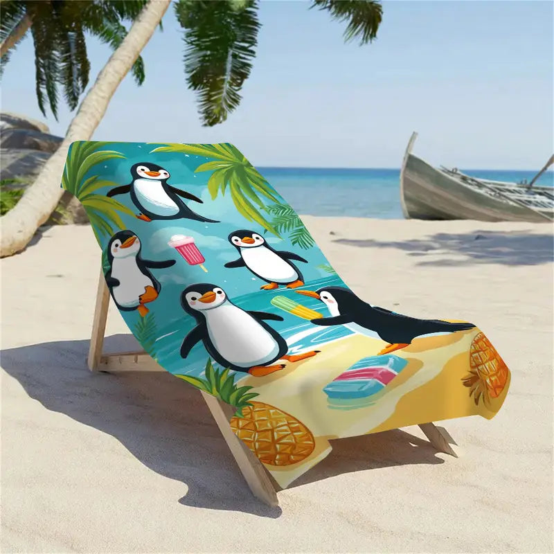 Penguin Paradise Beach / Bath Towel (35" x 70")
