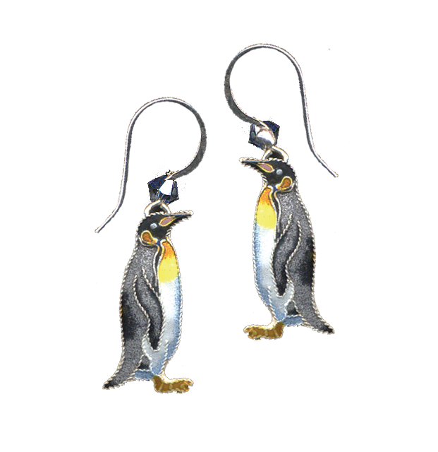 King Penguin Cloisonne Wire Earrings (1" tall)