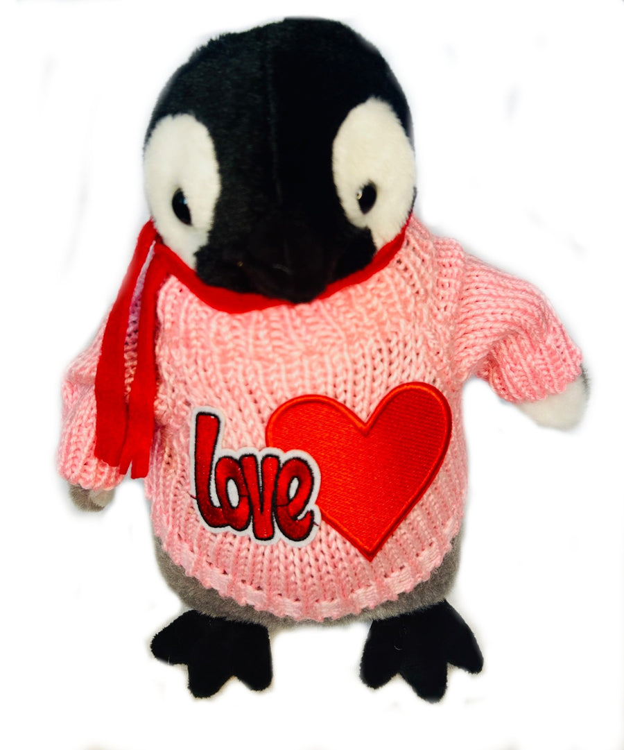 Blue Penguin Love Valentine's Day Plush with Scarf (9
