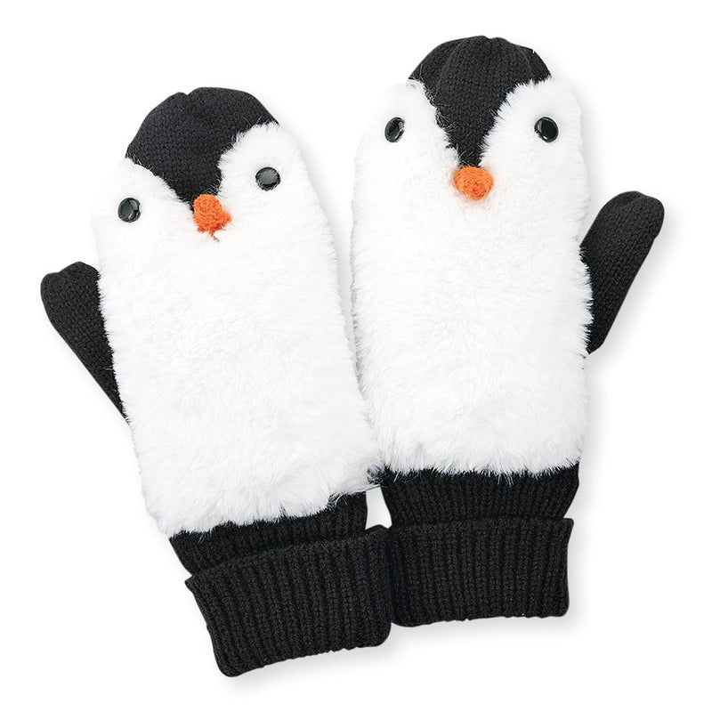 handschuhe pinguin Asygv Women's Penguin Mittens Winter Thermal Lined Comfortable Knitted Fluffy Plush Faux Fur Gloves White