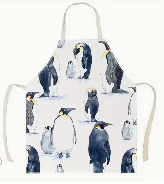 Emperor Penguin Linen Kitchen Apron