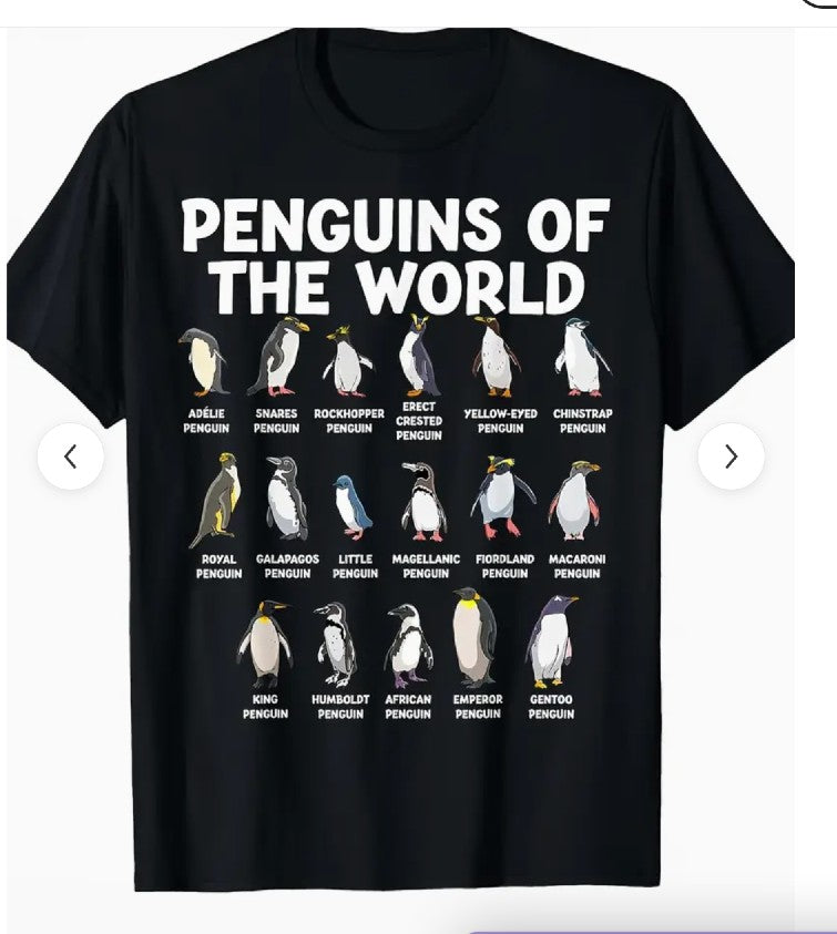 Penguins Of The World T-Shirt (Med - XXL)