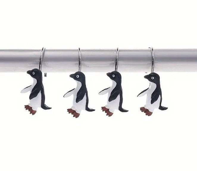 Penguin Shower Curtain Hooks (12 per set)