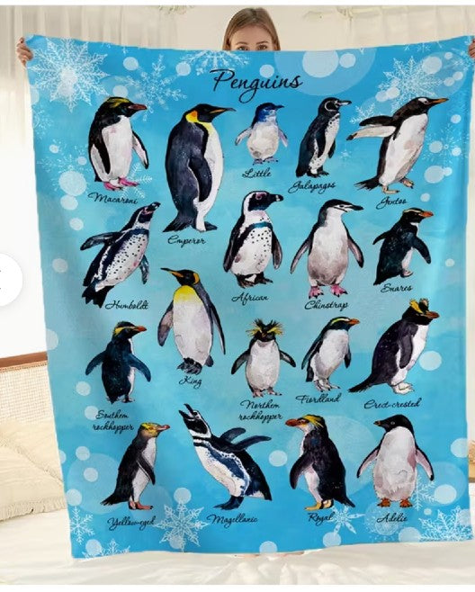 Penguins Of The World Blanket / Throw (51" x 59")