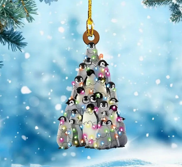 Penguin Tree Christmas Ornament (2 1/2" Tall)