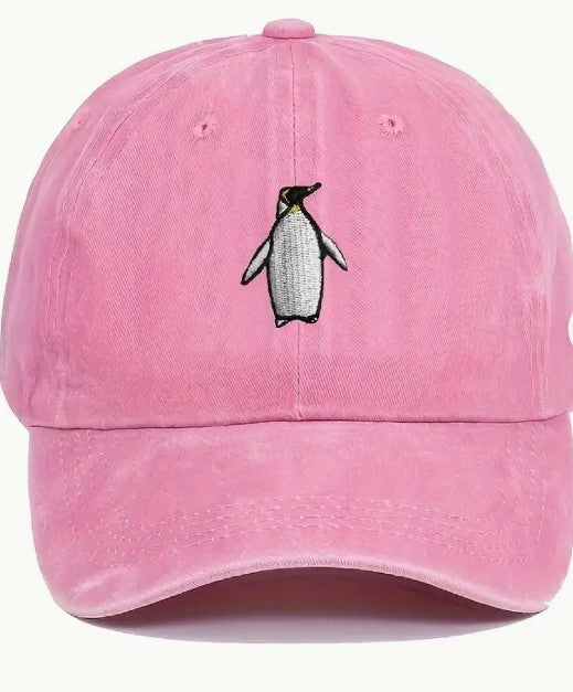 Pink Penguin Baseball Hat (Adult Adjustable)