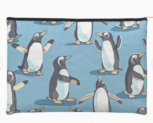 Playful Gentoo Penguins Make-Up / Travel Bag (5 1/2" x 7 1/2")