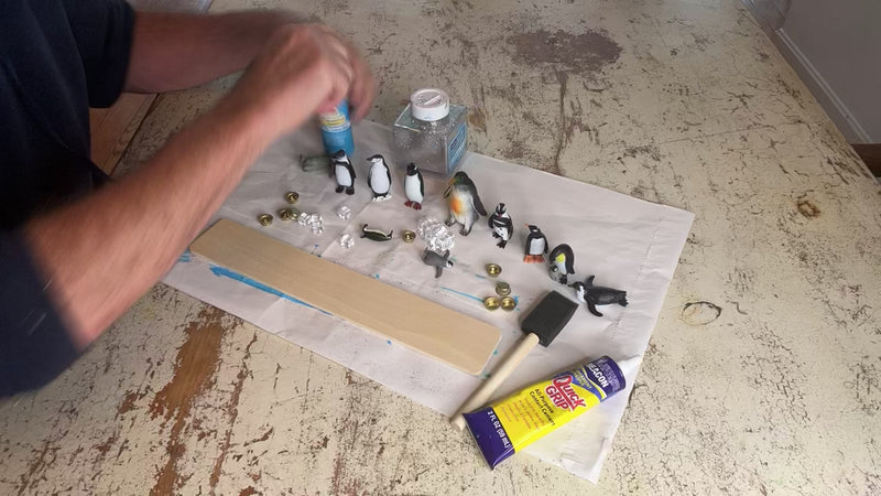 Penguin Hanukkah Menorah (12" x 2 1/2" x 4")