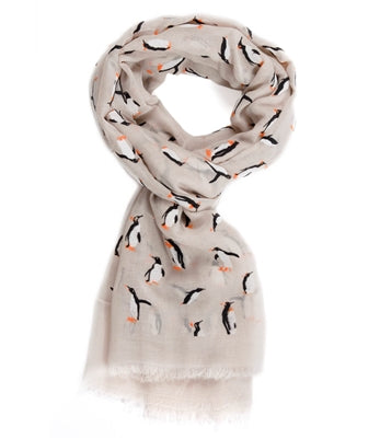 Penguin Fashion Scarf (Available in White, Gray or Beige)