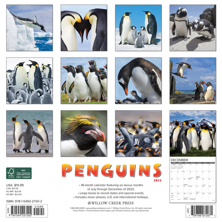 2023 Penguin Nature Wall Calendar (opens to 12" x 24")