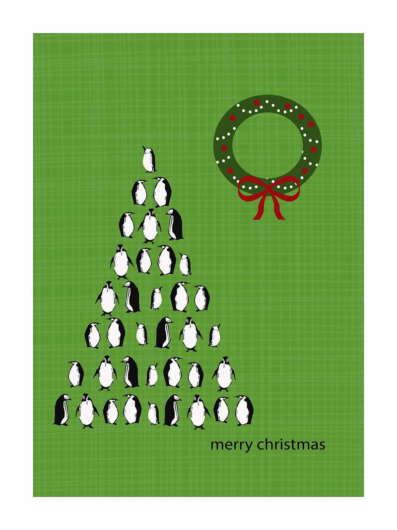 Merry Christmas Penguin Tree Card (5" x 7")
