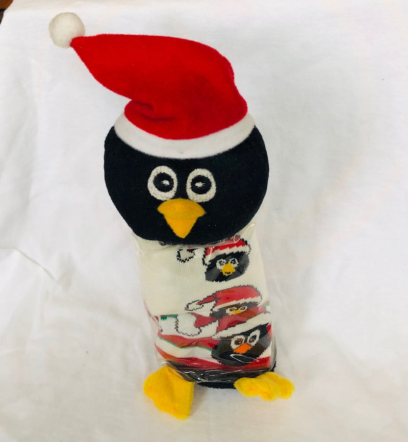 Penguin Carrying Case with Zipper and Plush Penguin Feet and Head