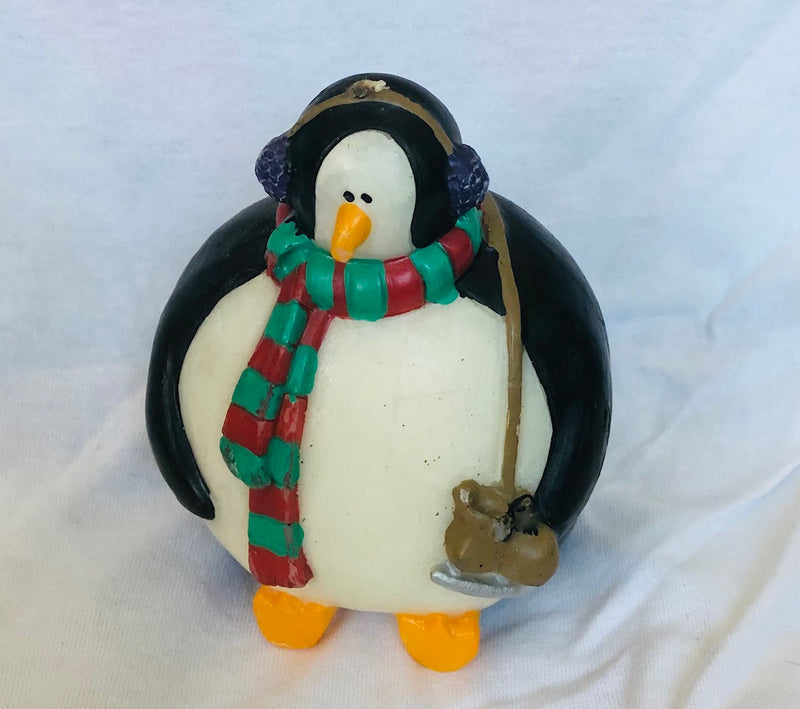 Holiday Skater Penguin Wax Candle (4" Tall)