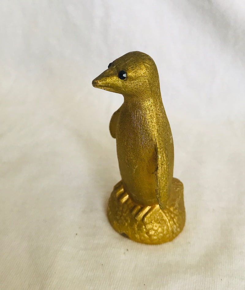 Gold Painted Penguin Figurine (3" Tall)