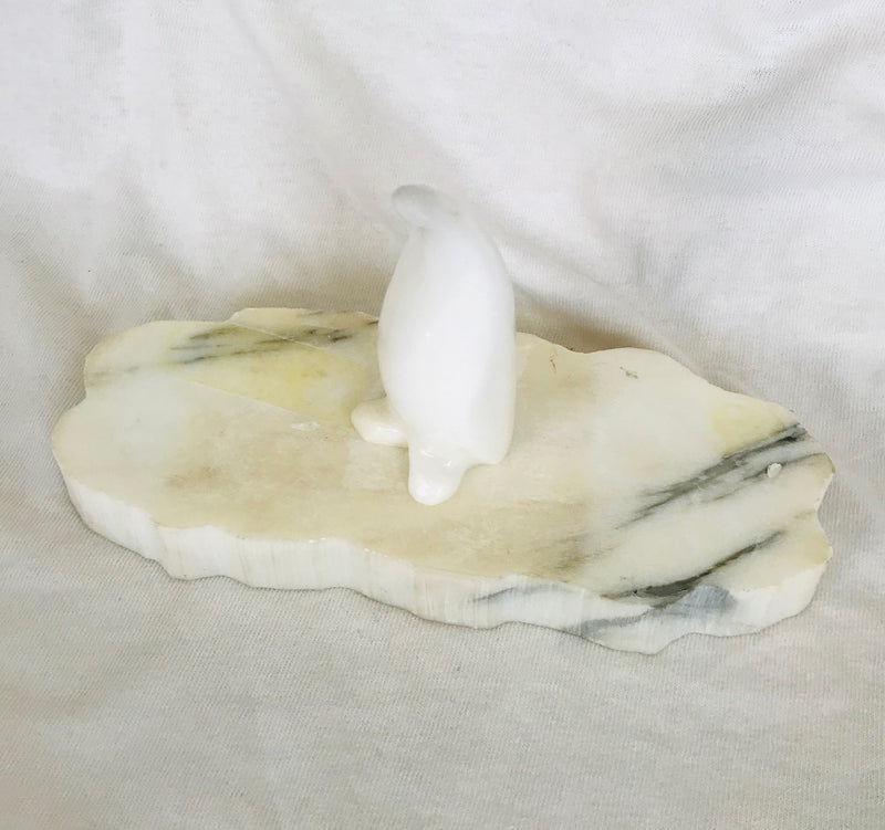 Solid White Marble Penguin Figurine (3" Tall)