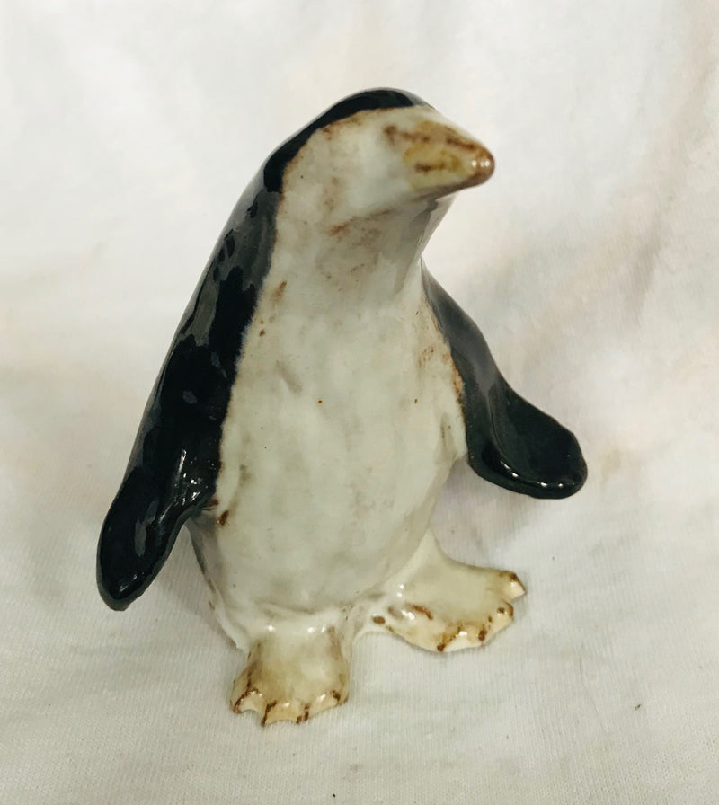 Solid Clay and Ceramic Penguin Sculpture (3 1/2" Tall)