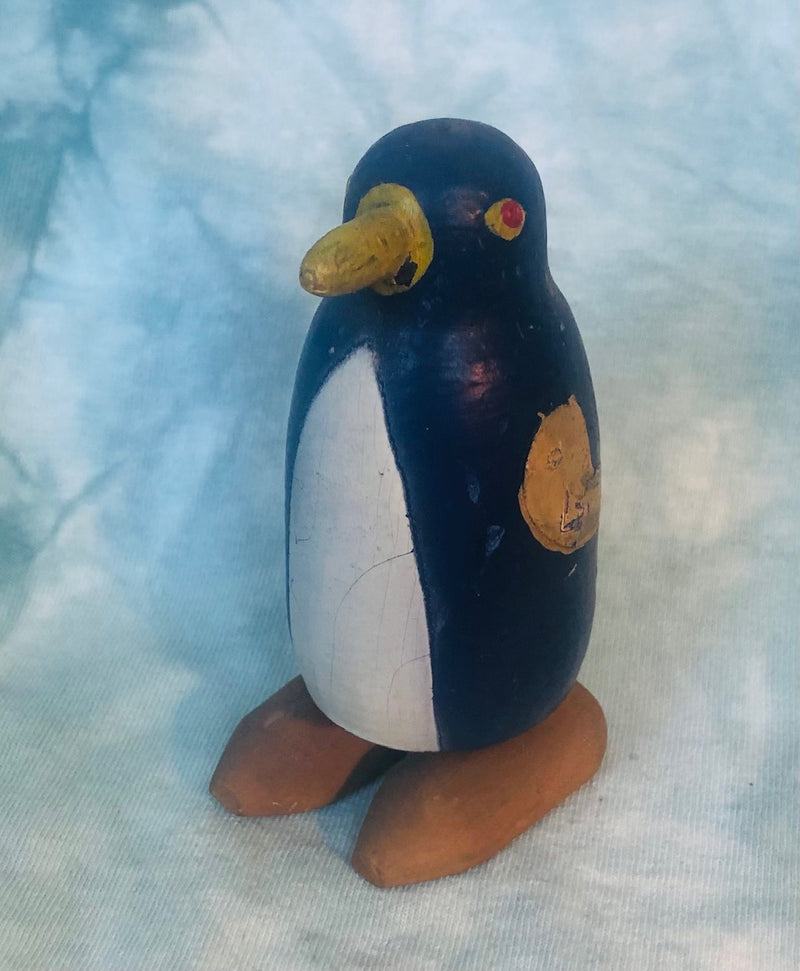 Hand Crafted Walking Wooden Penguin (4" Tall)