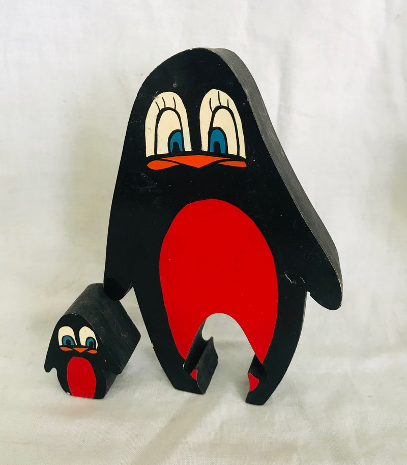 Hand Crafted Two Piece Penguin Kids Puzzle (5" Tall)