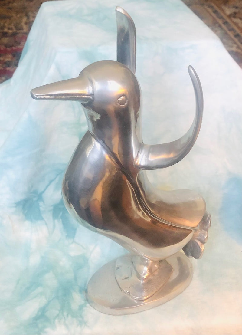 Metal Penguin Dancing Sculpture (12" Tall)