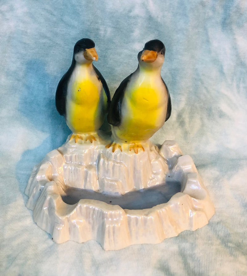 Penguin Couple Ashtray - Japan (4" Tall)
