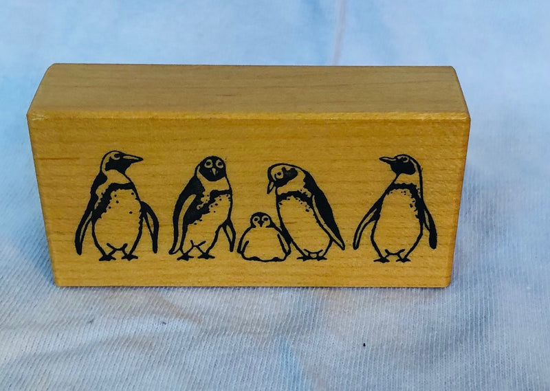Penguin Family Rubber Stamp ( 1 1/2" x 3 1/2")