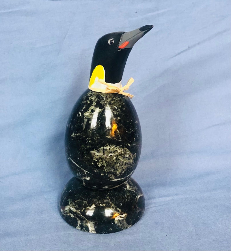 Onyx Art Penguin Sculpture on Pedestal (4" Tall)
