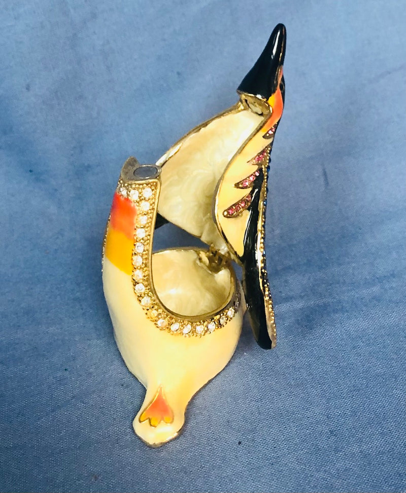 Elegant Faberge Bejeweled Penguin Figurine Box (2 1/2" Tall)