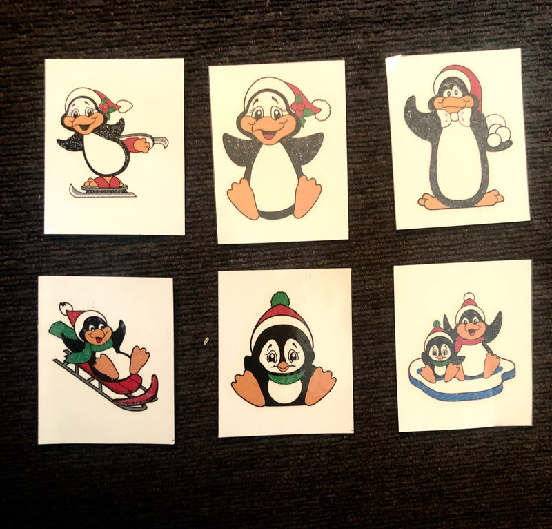 Winter Penguin Temporary Tattoos (individual or as set of 6)