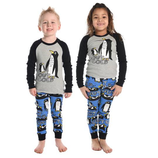 Kids Blue Out Cold Penguin Pajamas (Size 6)