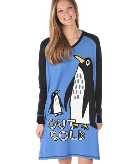 Out Cold Penguin Nightshirt (100% Cotton S/M)