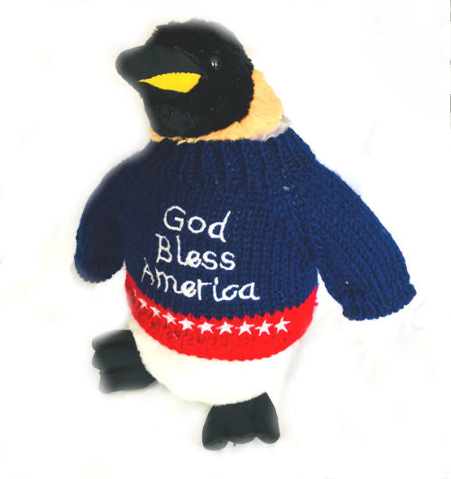 God Bless America - Patriotic Penguin Plush (10" Tall)