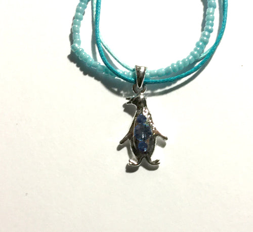 Blue Belly Bejeweled Penguin Pendant (1" Tall Penguin)
