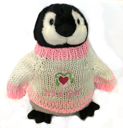 Penguin Plush Stuffed Animal It's A Girl Baby Shower Gift