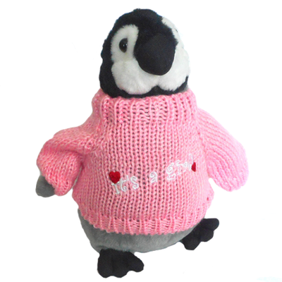Penguin Plush Stuffed Animal It's A Girl Baby Shower Pink Gift