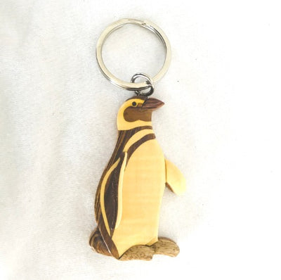 Wooden Penguin Keychain key chain 