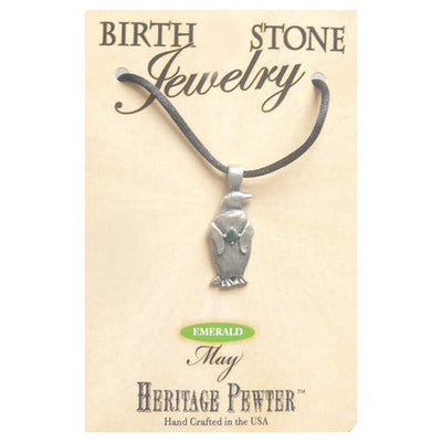 May Pewter Penguin Birthstone Pendant Gift Jewelry