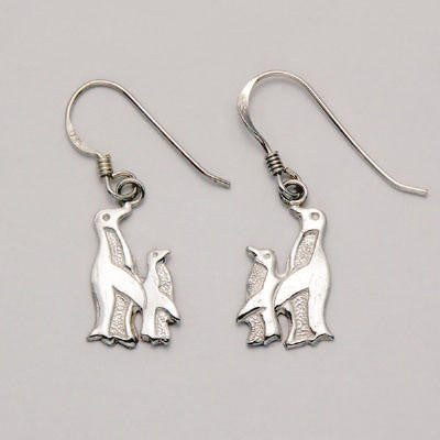 Penguin silver couple earring dangle gift