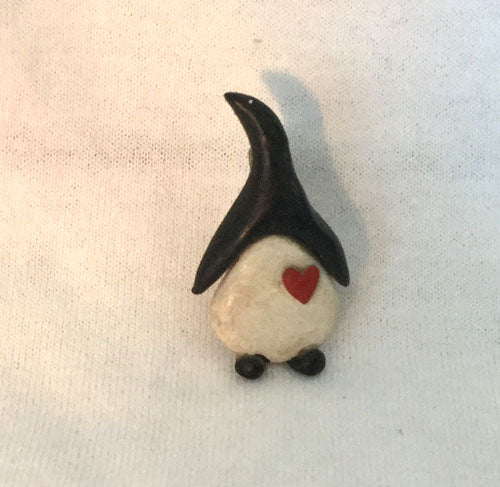Penguin Heart Brooch (2" Tall)