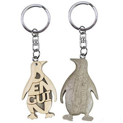Penguin Wood Keychain Key Chain Gift