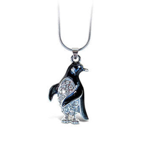 Penguin Rhinestone  Enamel Pendant