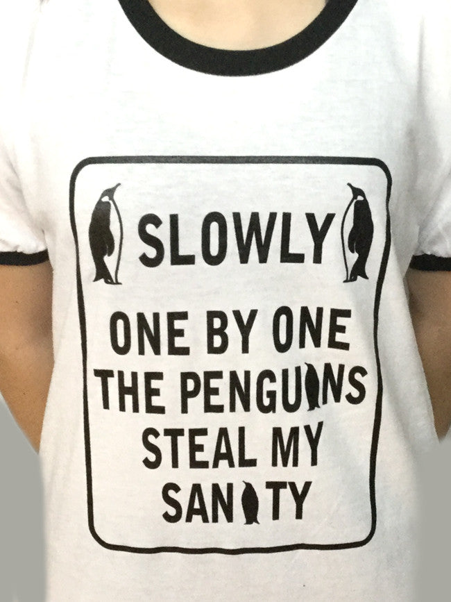 Penguin Penguins Steal Sanity T-Shirt Tee Apparel Gift